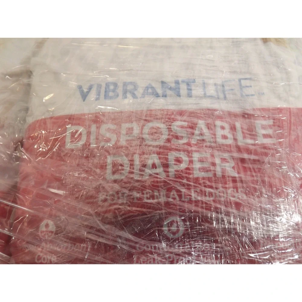 (2 pack) Vibrant Life Dog Diapers - Female Heat Dog size Lg - 12ct (opn package)